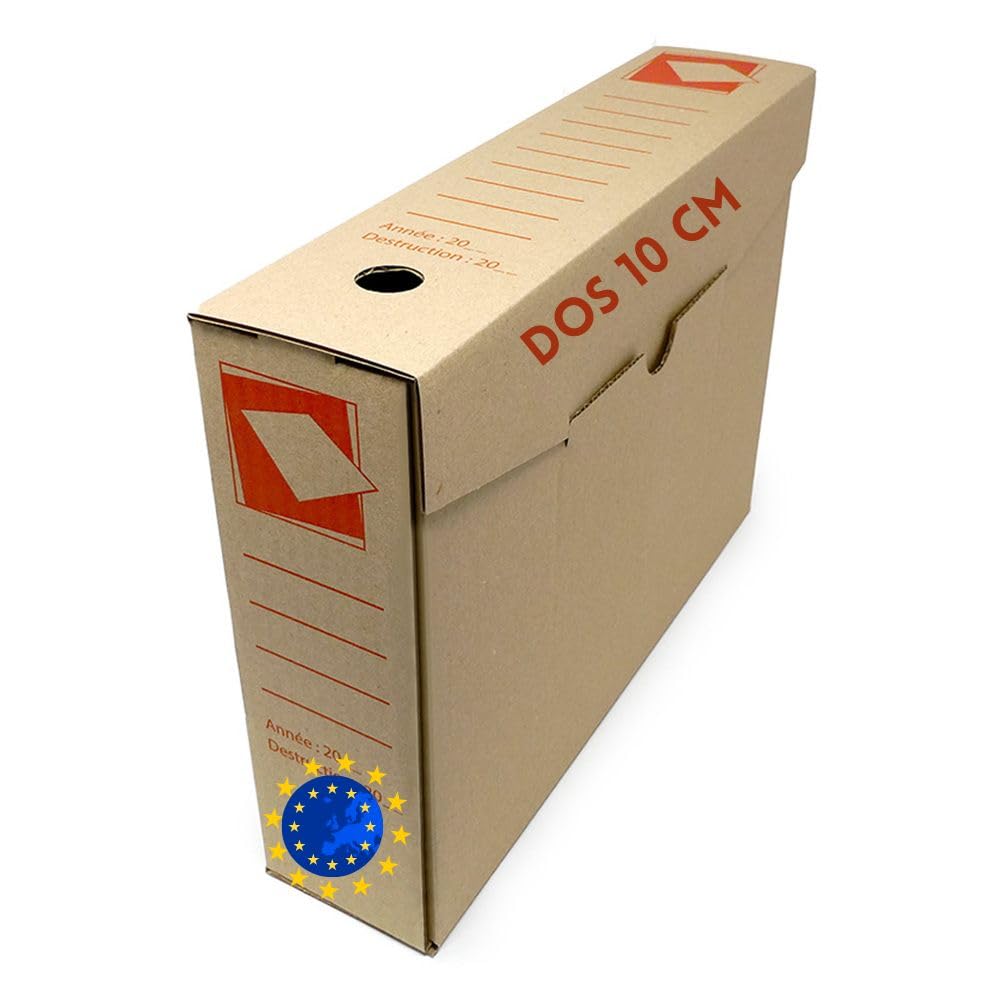 Générique Lot de 20 Boîtes à Archives Economiques Eco-Responsables | 100% Carton Kraft Brun Recyclé Normes FSC | Dos 10 cm | Rangement & Classement Documents Factures Contrats Catalogue (DOS 10 CM)