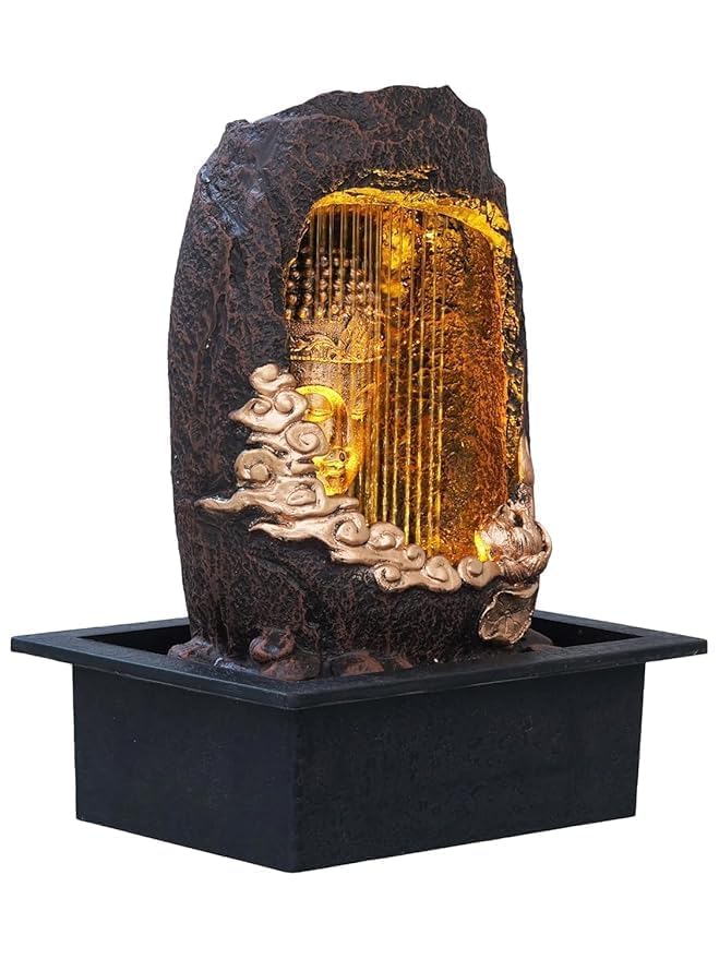 ADINA Shiva Water Fountain for Home Decor | Lord Shiva Idol Water Fountain with LED Lights for Meditation & Relaxation, Indoor Water Fountain for Living Room or Office (Water Fountain 8)-image-7