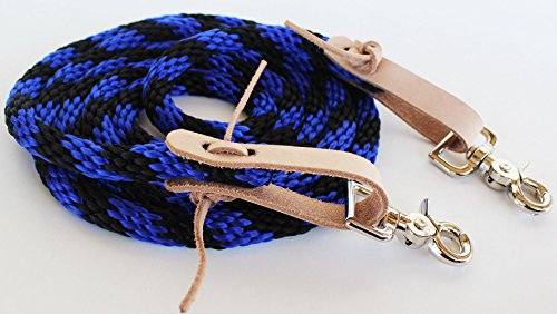 PRORIDER Horse Roping Western Barrel Contest Reins Nylon Braided Snap 7' Blue 607494TN