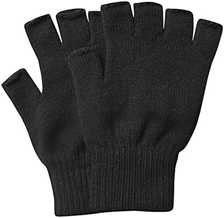 Miniatura 2 de OPT Marca 12 pares de guantes deportivos de punto elásticos sin dedos de medio dedo liso sin dedos unisex para mujeres y niños M