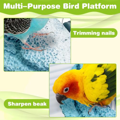 Image of PINVNBY 3PCS Bird Beak Grinding Stone Resin Bird Perch Stand Grinding Claw Clouds Birds Cage Perch Parrot Climbing Chewing Toys Parakeet Cage Accessories for Budgies Cockatiels Conures(Blue)