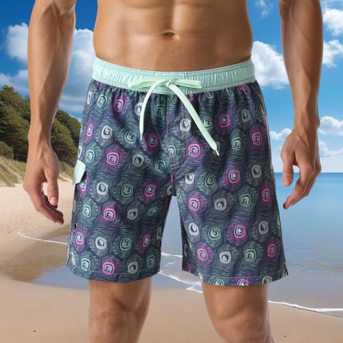 Men's Swimming Trunks Beachwear Quick Dry Printed Beach Short Drawsting
