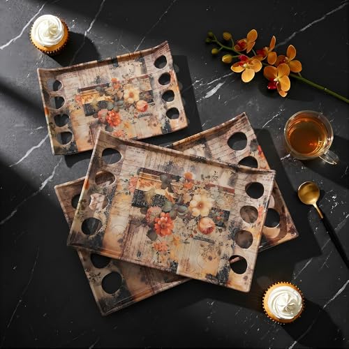Image of U.P.C Tray Set for Serving /Serving Tray Set of 3 / Premium Printed Tray for Serving /Multi-Use Nashta Plate (Small, Medium & Large)