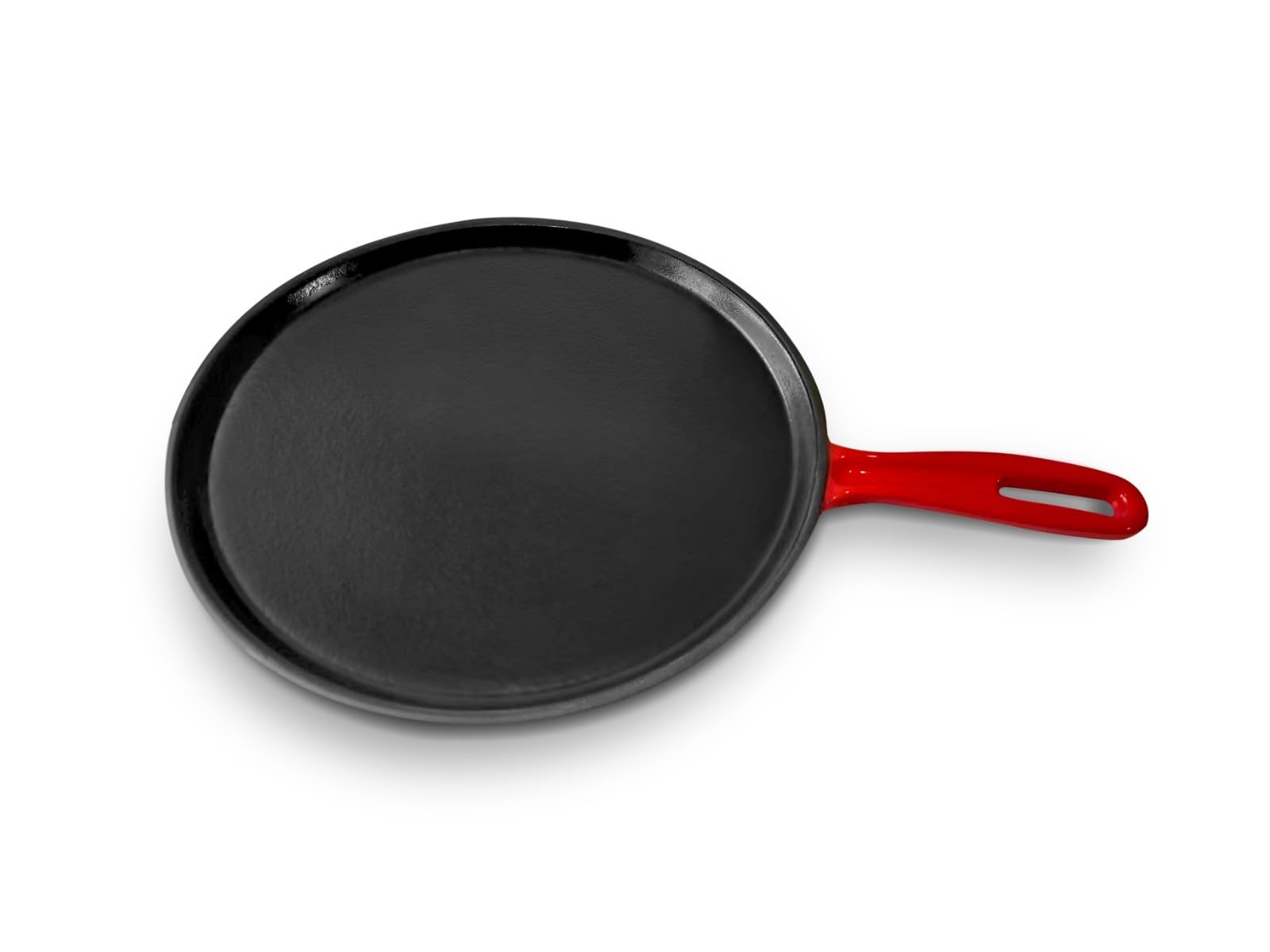 Silk Route Home - Sartén de hierro fundido para crepes y tortitas de 25 cm, plancha antiadherente con esparcidor y espátula, sartén presazonada duradera para crepes, tortitas, tortillas y más
