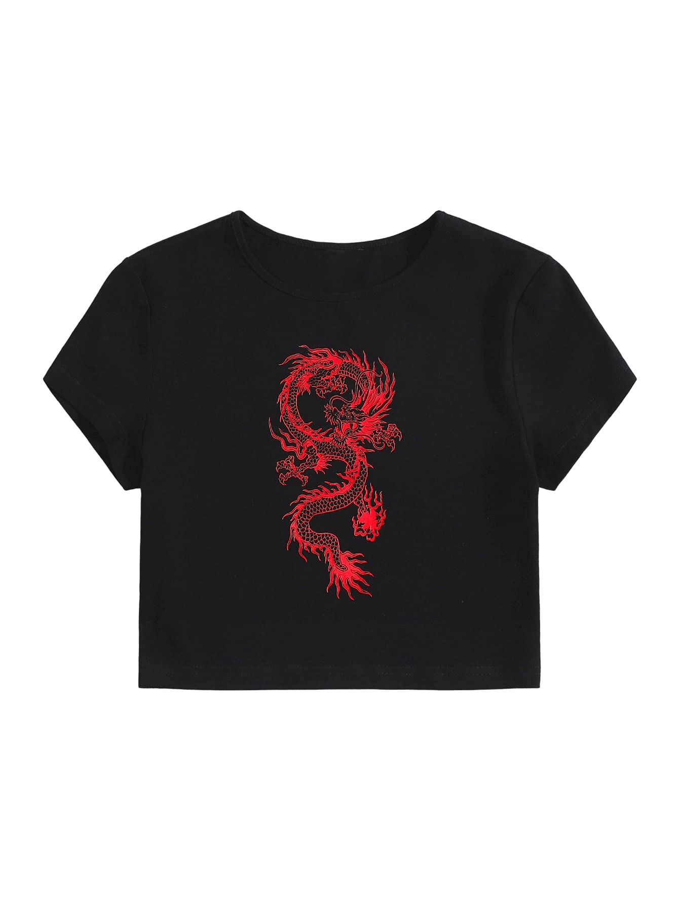 SweatyRocksWomen's Graphic Print Crop Top Summer Short Sleeve Casual T Shirts