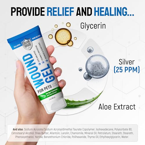 Image of Wound Gel Tube for Pets - Dog Wound Care with Silver & Aloe - Cat & Dog Hot Spot, Scratches, Cuts, Bites Care - Help with Abrasions & Sores in Horses - Safe Breeds - 2 Oz