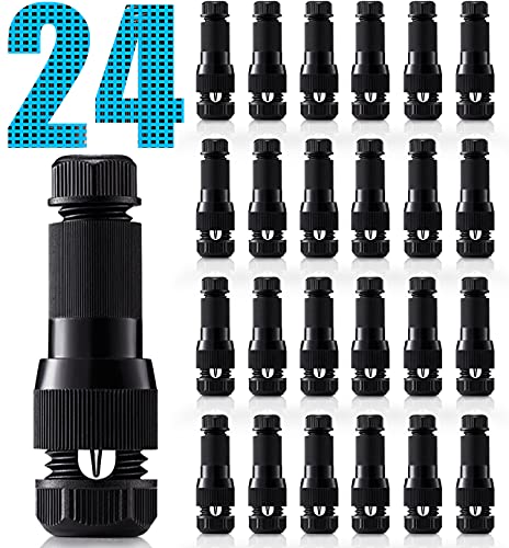 SUNVIE Low Voltage Wire Connector for Landscape Lighting Outdoor 12-14 Gauge Cable Connectors Work with Malibu Paradise Moonrays and Other Outdoor Lighting (24 Pack)
