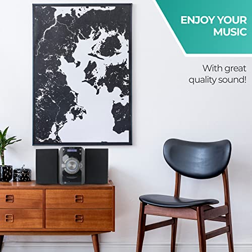 Philco Mini Stereo Shelf Systems CD Player with Digital FM Radio, Bluetooth Streaming, Remote Control in Black | LCD Display | 3.5mm Headphone Jack | MP3 & AUX Port Compatible | USB Playback - Thumbnail 4