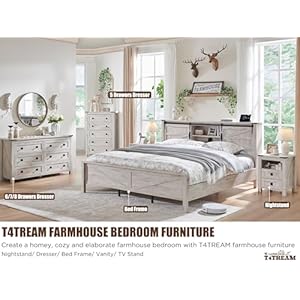 T4TREAM Farmhouse 5 Drawers Dresser Chests for Bedroom, Wood Rustic Tall Chset of Drawers,Dressers Organizer for Bedroom, Living Room,Hallway, Antique Brush White T4TREAM Farmhouse 5 Drawers Dresser Chests for Bedroom Wood Rustic Tall Chset of DrawersDressers Organizer for Bedroom Living RoomHallway Antique Brush White