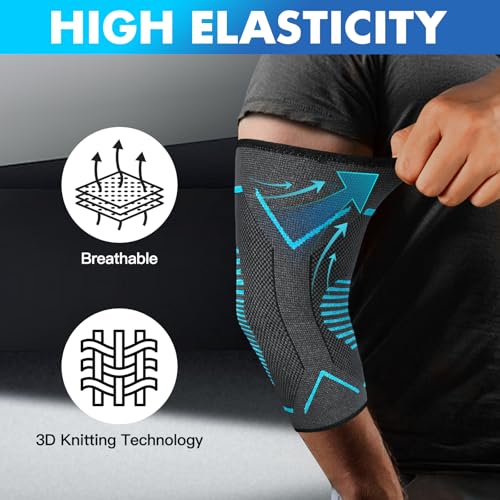 TOVIKI 2 Pack Elbow Support for Men & Women, Elbow Brace Compression Sleeves Support for Tennis, Golfers, Tendonitis, Weightlifting, Gym, Joint Pain Relief (L) - Image 5