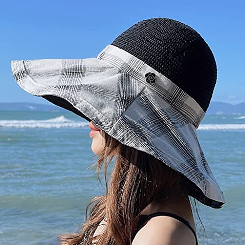 Chapeau de plage pliable anti-transpiration à dôme creusé pour les femmes aux cheveux longs