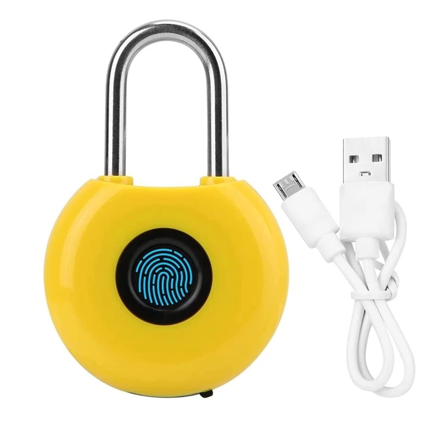 Candado de Huellas Dactilares, candado Inteligente con Llave, Resistente al Agua, Adecuado for Gimnasio, Deportes, Bicicleta, Escuela y Cerca, Amarillo
