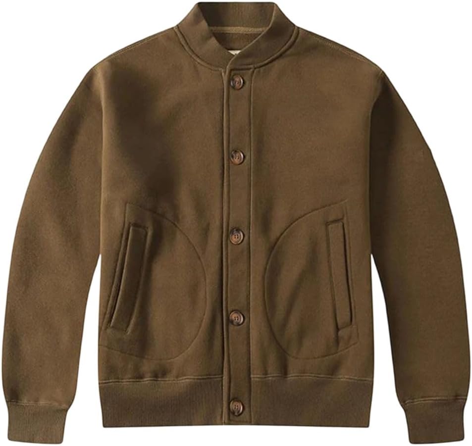 Men Military Style Baseball Thick Fleece Sports Cardigan Slim Pilot Outerwear Jacket Coat
