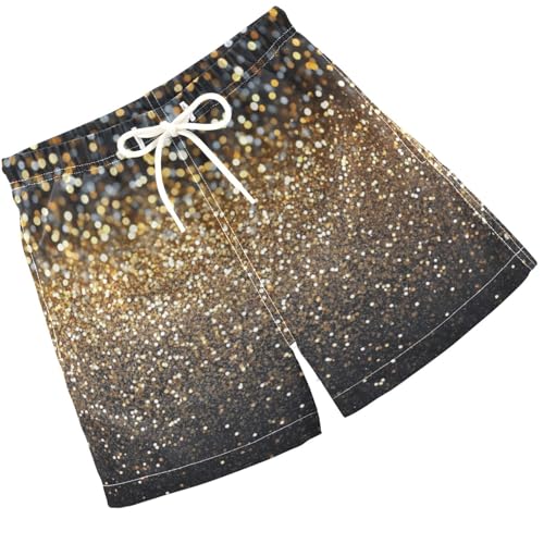 Pigsaly Boys Swim Trunks Gradient Flashing Gold Champagne Glitter Boys Board Shorts Swimsuit Swimwear Bathing Suit 3T