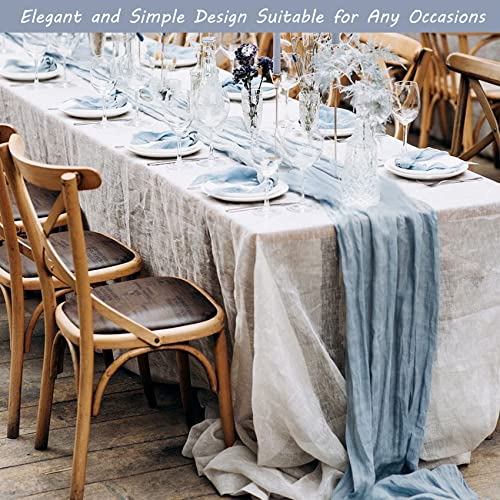 12 Pack 10Ft Cheesecloth Table Runner 35x120 Inch Boho Gauze Table Runner Rustic Cheese Cloth Long Romantic Table Runners for Wedding Bridal Shower Birthday Party Table Decor (Dusty Blue) by Fivenl - Image 7