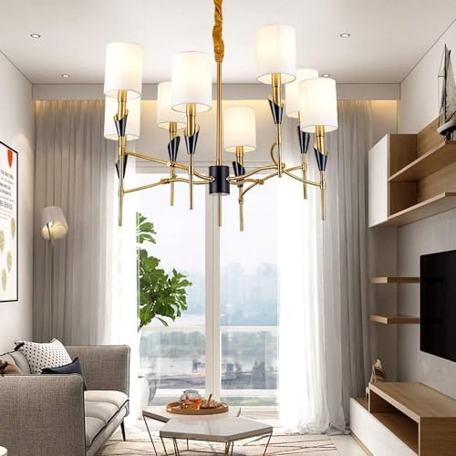 Plafonnier moderne LED à 6 lumières en laiton brossé pour salon