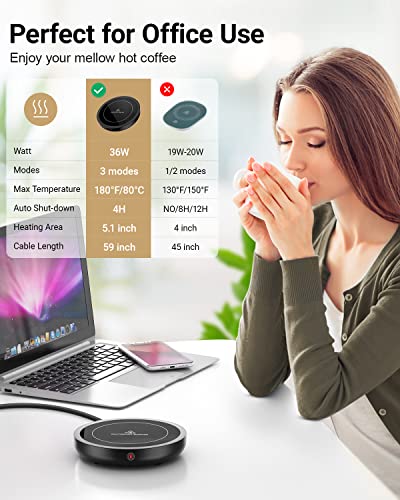 Coffee Mug Warmer, 36W Coffee Cup Warmer With 3 Temperature Settings (105℉-180℉) And 4 Hours Auto Shutt-Off Function For Office Home Desk Use,Electric Beverage Warmer For Keep Coffee Tea Milk Hot #TOP5