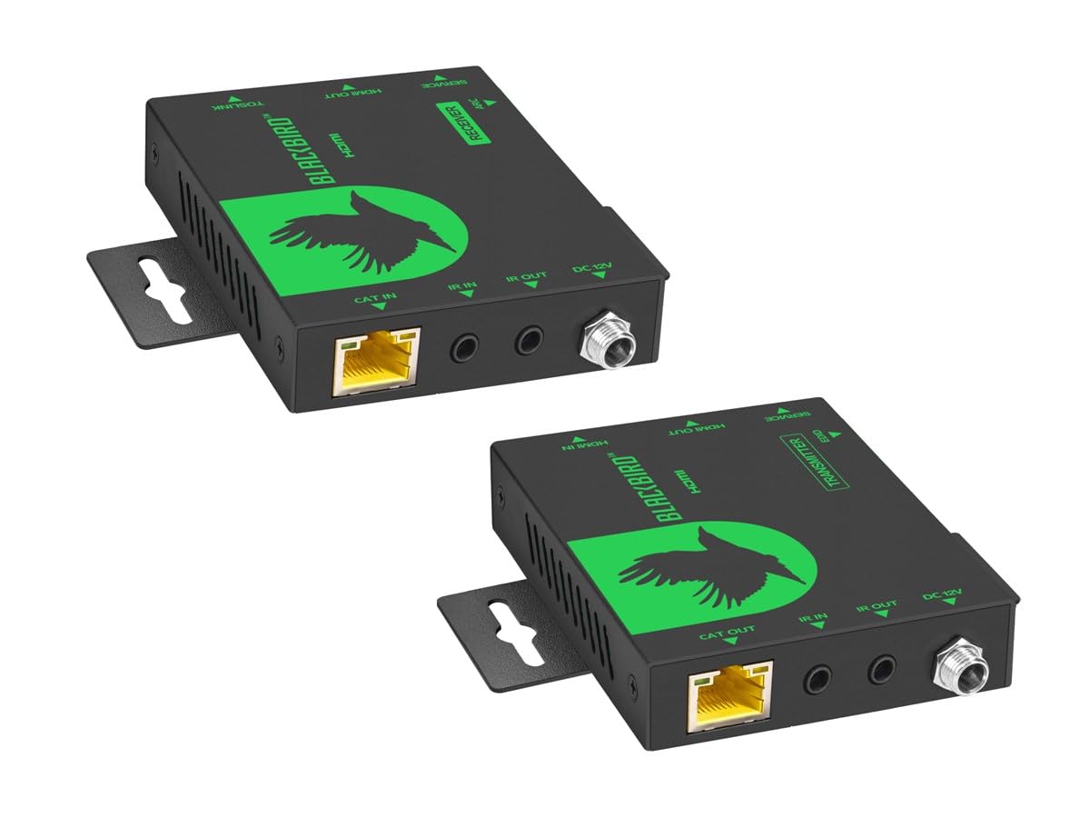 Monoprice Blackbird 4K60 HDMI 70m Extender Via a Single CAT6/6a Ethernet Cable, HDMI 2.0b and HDCP 2.2, Zero‑Latency, Audio Extraction, 18Gbps