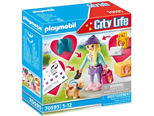PLAYMOBIL City Life 70595 Chica Fashion con Perro, para niños de 5 a 12 años