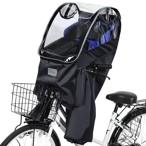 自転車 チャイルドシート レインカバー 前 後付け 600Dナイロン (ブラック)