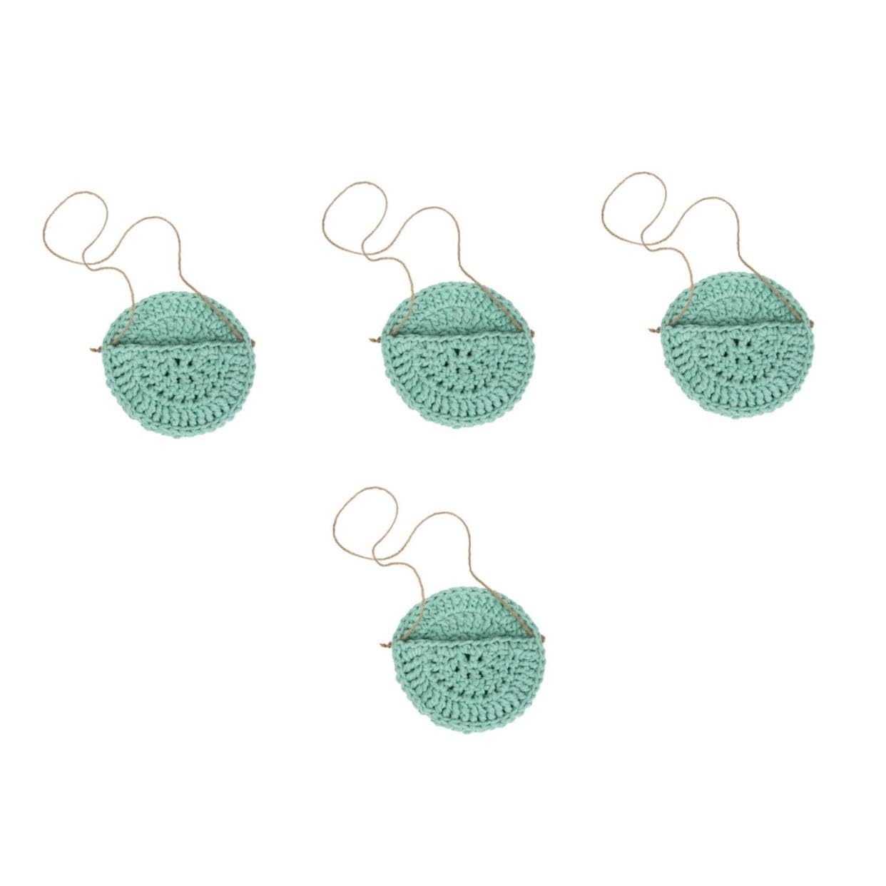 ifundom 4 Pezzi Cesto decorativo in stile nordico appendiabiti per piante macramè vaso per piante sospeso appendini per fiori per esterno tasca per fioriera da cotone Verde chiaro