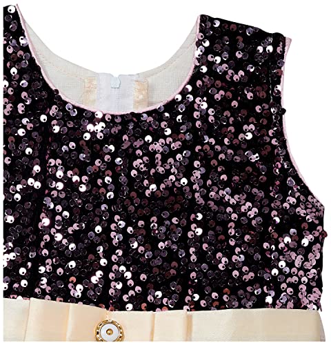 Image of MUHURATAM Girl's Net Fit and Flare Knee-Length Dress (FK-1001 Cream 22)