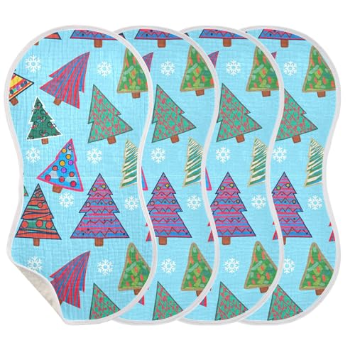 xigua Christmas Trees Muslin Baby Burp Cloths Set of 2, Super Soft & Absorbent Burping Rags, Cotton Burp Clothes Shower Gift for Newborn, Baby Girls and Boys3