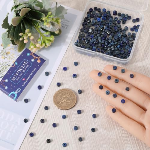 SUNNYCLUE 1 Box About 400Pcs Lapis Lazuli Beads 4mm Natural Stone Heishi Beads Bulk Healing Flat Round Loose Spacer Disc Gemstone for Jewellery Making Assortments DIY Necklace Bracelet - Image 3