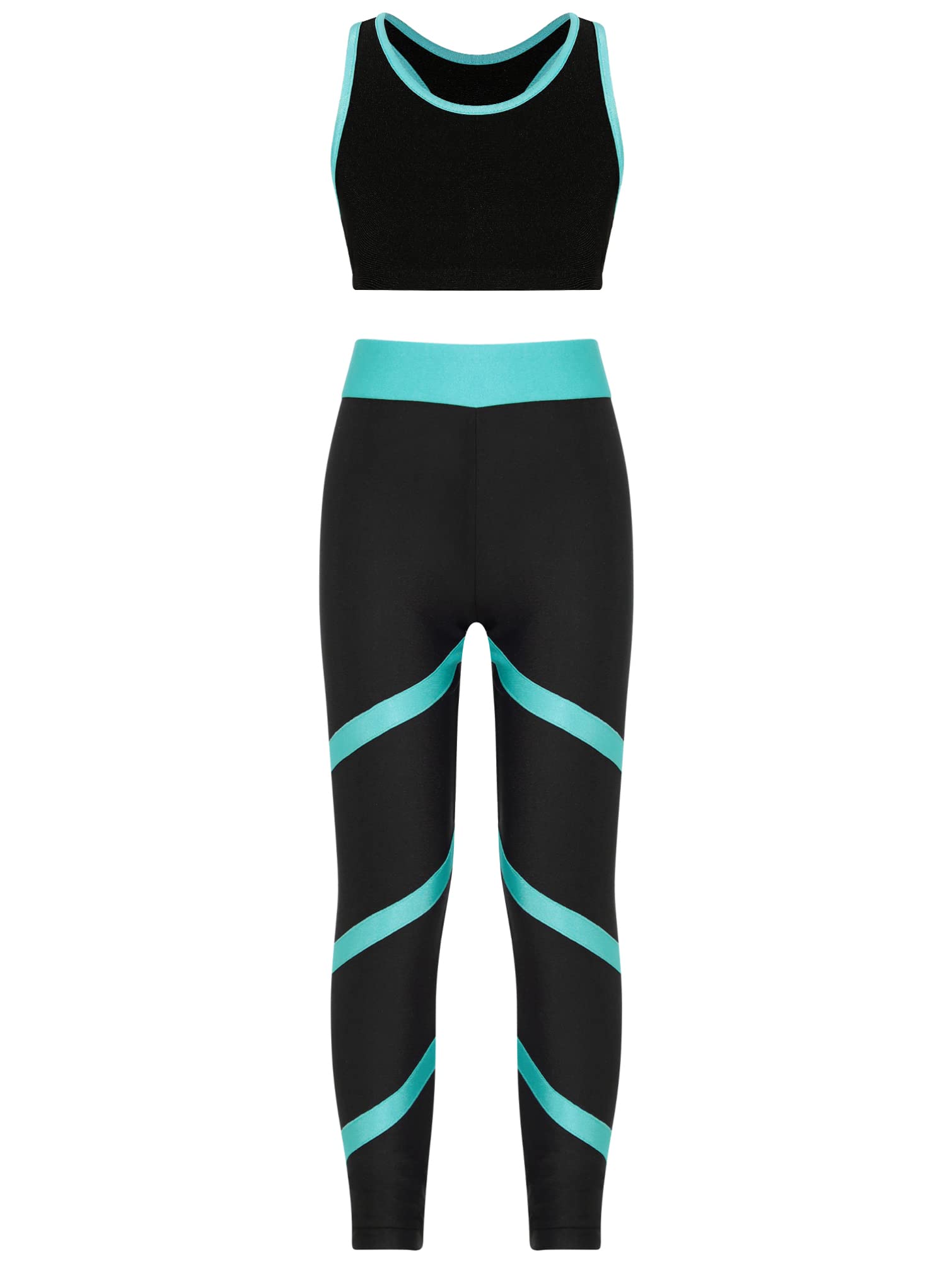 TiaoBug Conjunto de Chándal Verano para Niñas Tanks Top de Deportivo y Leggings Pantalones Largos de Elásticos Ropa de Deporte Danza Gimnasia