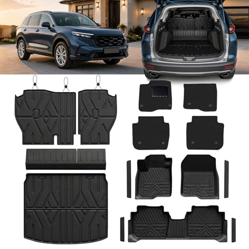 SSESS Dual-Layer TPE Floor Mats Set for Honda CR-V 2026 2025 2024 2023 All Weather TPE Custom Fit Floor Liners & Cargo Liner & Backrest Mats (Include Gasoline & Hybrid & e:FCEV)