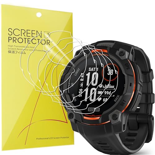 Lamshaw Compatible for Garmin Instinct E Screen Protector, [6 Pack] Full Coverage TPU Clear Film Compatible for Garmin Instinct E 40mm, 45mm (6 Pack, Compatible for Instinct E 45mm)