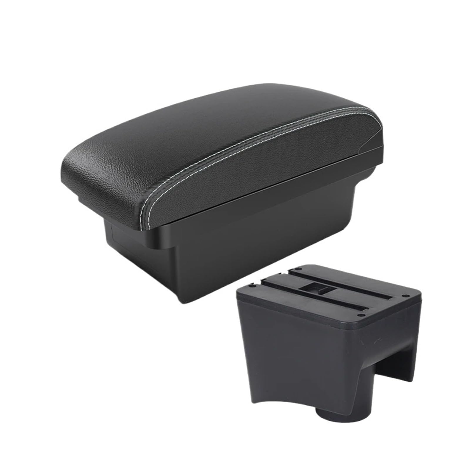 UMDJJU For VW For POLO For Mk5 6R 2010-2018 For Vento Armrest Car Box Storage Retrofit Interior Accessories Car Centre Console Armrest Box(A3 Black white NOUSB)
