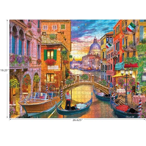 Rompecabezas de 1000 piezas RoseArt Kodak Premium Gran Canal de Venecia | Tamaño final 48,9 x 67,7 cm, piezas totalmente entrelazadas, incluye póster de regalo, fabricado en EE.UU. miniatura 3