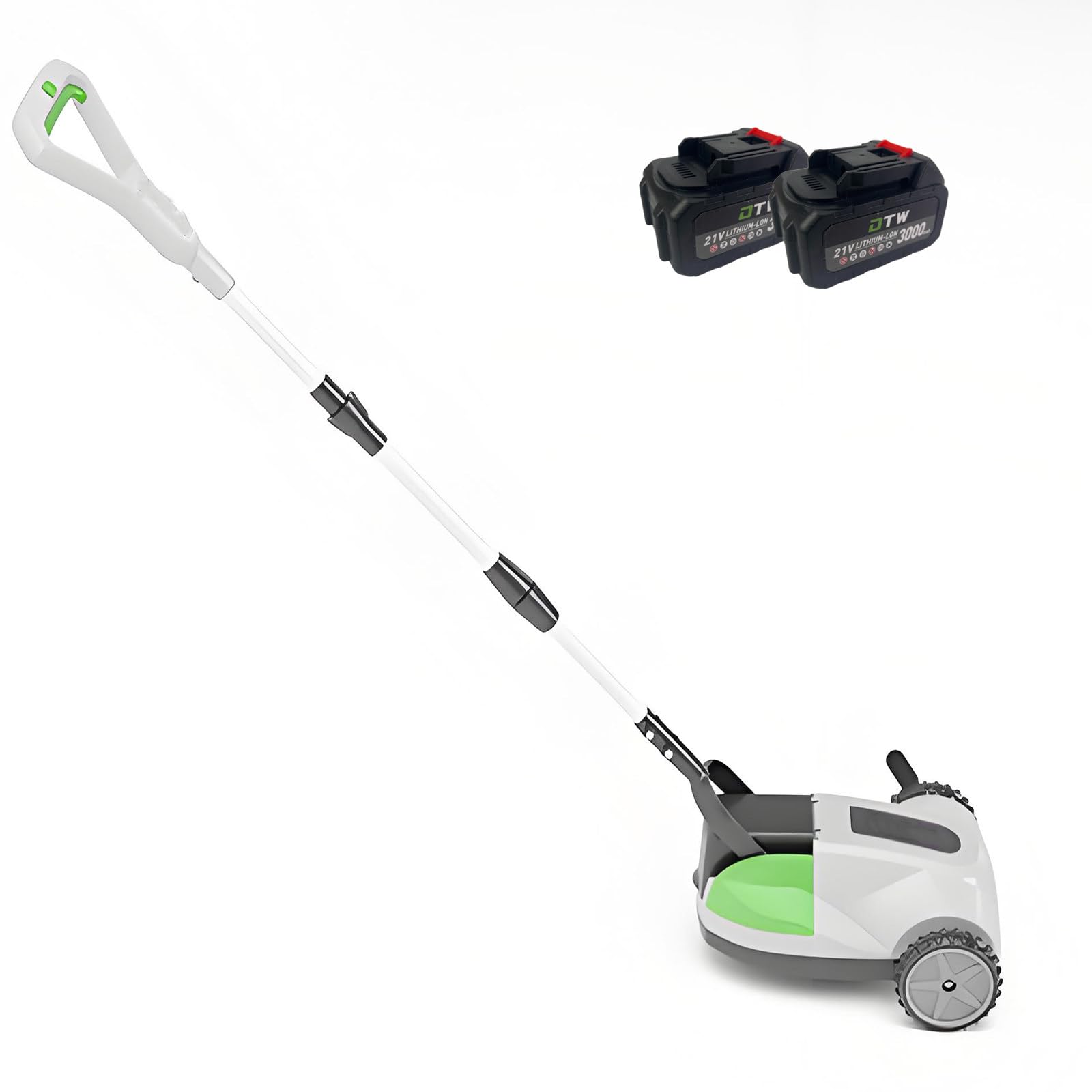 MiyKom Lightweight Cordless Grass Trimmer for Small to Medium Lawns, Maneuverable Brushless Mower with Telescopic Handle and Noise Cancellation for Quiet Residential Mowing 2 * 3AH