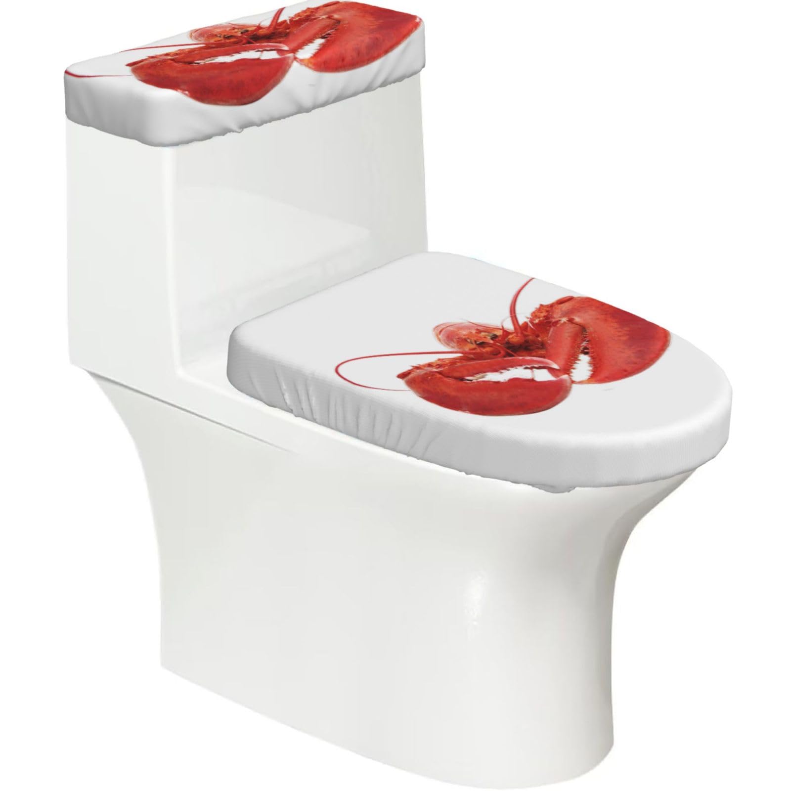 Lobster Print Bathroom Decor Toilet Lid Cover And Tank Covers, Restroom Accessories Fits Most Round