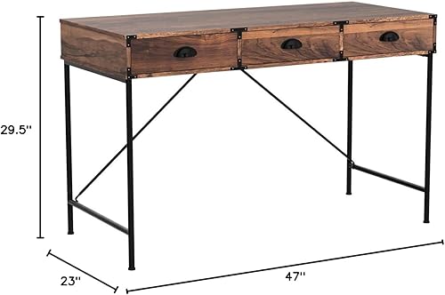 Miniatura 2 de Escritorio para computadora con 3 cajones, escritorio de 47 pulgadas con almacenamiento para oficina en casa, mesa de estudio de madera de estilo
