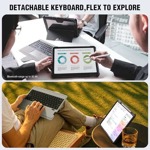 Image of Nillkin iPad Air 13 inch Case Keyboard (M3 2025 /M2 2024) & iPad Pro 12.9 inch (6th /5th /4th /3rd), Detachable Keyboard with Multi-Touch Trackpad, Pencil Holder & Camera Cover, Rugged Protective