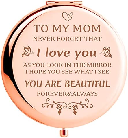 Gifts for Mom from Daughter,Son,Husband-Mothers Day Mom Gifts,Gifts for Mom,Mom Gifts for Her,Mom Gifts from Daughter,Mom Birthday Gifts,Birthday Gifts for Mom-I Love You Mom Rose Gold Compact Mirror