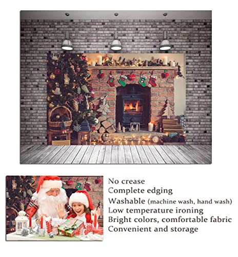 20X10Ft Christmas Fireplace Photo Backdrop Christmas Party Christmas Tree Decoration Bannerv #TOP3
