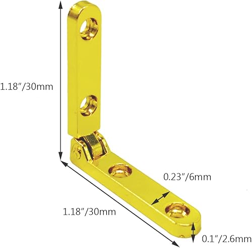 Miniatura 8 de Bisagras de joyero para caja de madera, joyero, mini bisagra de 90 grados, bisagra dorada, bisagra de joyero con tornillos, color plateado, paquete