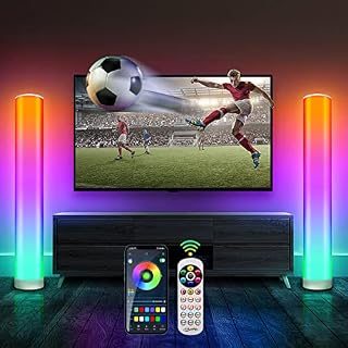 BAYAA LED Corner Floor Lamp 2 Pack, RGB Colour Changing Lamps with Bluetooth and Remote Control, 104CM Tall Standing Lamp with Smart APP Music Sync for Living Room, Bedroom, Office, Party Decoration