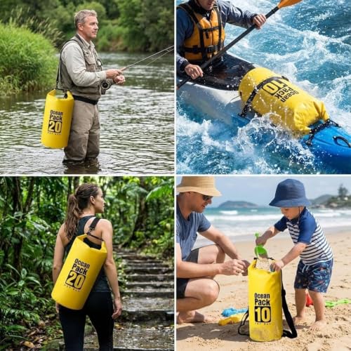 Image of Floating Waterproof Dry Bag for Kayaking Boating Paddle Boarding | 5L /10L /15L /20L /30L Lightweight Small Waterproof Backpack Keeps Gear Dry And Afloat For Hiking Camping Beach With Roll Top