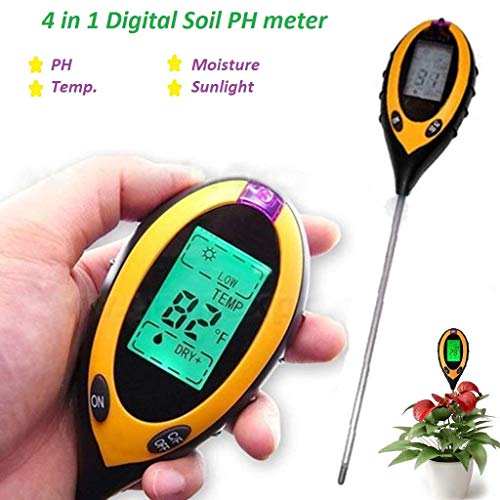 Image of LCD Display Professional 4 in 1 Temperature Sunlight Moisture PH Garden Soil Tester Meter for Gardening Plants Farming