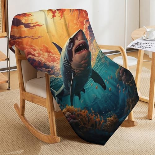 Couverture requin chaude lavable en machine plaid flanelle 150x200 - 8