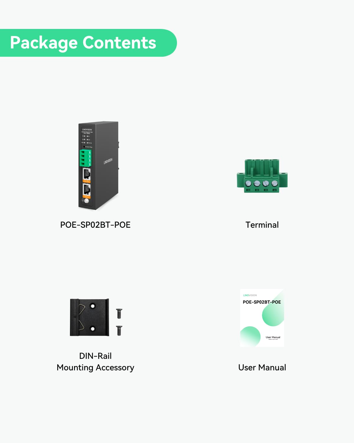 LINOVISION Splitter Poe++ Gigabit Industriale 90W con IEEE802.3bt e Uscita DC 5/9/12/24V, Montaggio su Guida DIN, da IEEE802.3bt a Poe e Alimentazione DC per Telecamere PTZ, Sistemi di Accesso