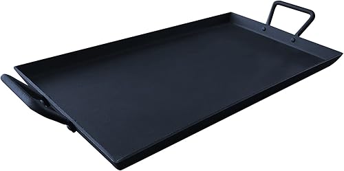 Keleday Parrilla de hierro fundido para estufas parrillas de gas parrilla antiadherente con 2 asas placa superior plana sartén presazonada para uso