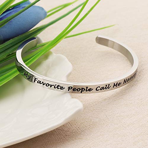 FEELMEM Nanny Gift My Favorite People Call Me Nanny Cuff Bangle Best Nanny Ever Jewelry Babysitter Gift Grandma Gift (cuff bracelet) - Image 3