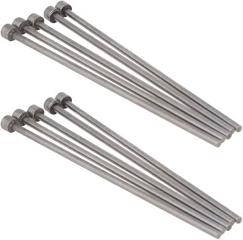Jutagoss 200Pcs Round Tip Punch Pin, 2mm Dia Ejector Pin Punch 65Mn Steel Straight Ejector Pins 100mm Long for Mechanical Maintenance Silver Gray