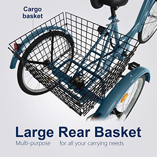 Adult Tricycles 7 Speed, Adult Tricycle Trikes 24/26 inch 3 Wheel Bikes, Three-Wheeled Bicycles Cruise Trike with Shopping Basket for Seniors Women Men, Men\'s Women\'s Cycling Exercise Recumbent Bike - Thumbnail 2