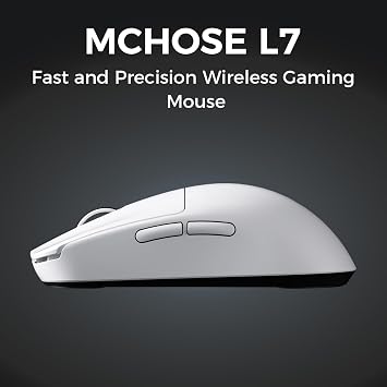 MCHOSE L7 Pro Wireless Gaming Mouse, PAW3395 26K Sensor, Wireless/Wired Dual 8K Polling, 39g Ultra-Light Weight, 2.4GHz RF/BT/Wired Tri-Mode Connection (Pro-PAW3395 26K Sensor, White)